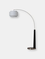 Coronado 1 Light Arc Floor Lamp - Matte Black & Satin Nickel