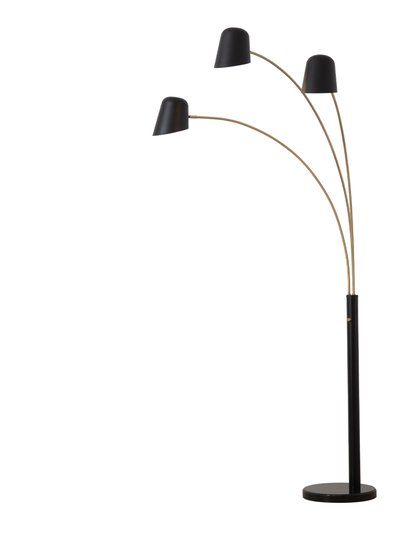 Nova of California Culver 3 Light Arc Floor Lamp - 86", Matte Black & Weathered Brass, Dimmer Switch product