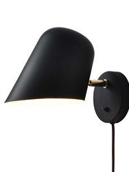Culver Wall Sconce -Matte Black, plug-in, On/Off Switch