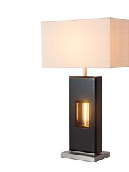 Deus Ex Machina Table Lamp with Nightlight feature - 24", Espresso and Brushed Nickel, 4-way switch, Edison LED bulb - Dark Brown
