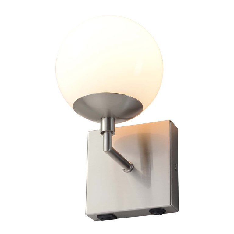 Globe Wall Sconce - 10'', Satin Nickel, Plug-in with Rocker Switch