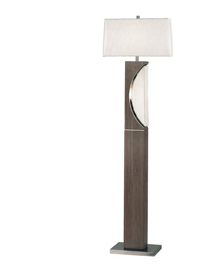 Nova of California Half Moon Floor Lamp with Nightlight - Charcoal Gray, Etruscan Gold Linen Shade product