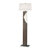 Half Moon Floor Lamp with Nightlight - Charcoal Gray, Etruscan Gold Linen Shade