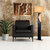 Half Moon Floor Lamp with Nightlight - Dark Brown, Etruscan Gold Linen Shade