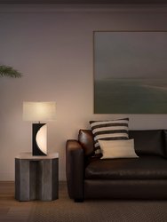 Half Moon Table Lamp with Nightlight feature - 30", Charcoal Gray Wood and Brushed Nickel, 4-Way Rotary switch