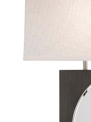 Half Moon Table Lamp with Nightlight feature - 30", Charcoal Gray Wood and Brushed Nickel, 4-Way Rotary switch