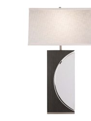 Half Moon Table Lamp with Nightlight feature - 30", Charcoal Gray Wood and Brushed Nickel, 4-Way Rotary switch