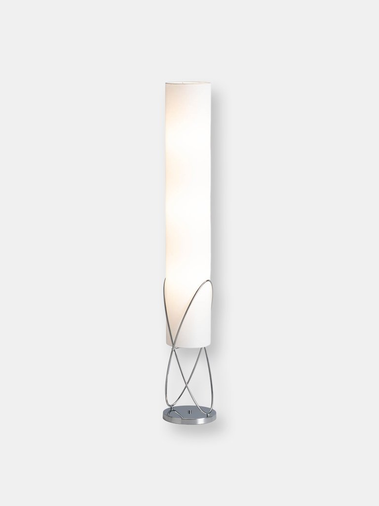 Internal Floor Lamp - Chrome, White Linen Shade, Dimmer Switch