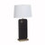 Laurel Table Lamp - Ebony Wood Finish, Weathered Brass, White Linen Shade