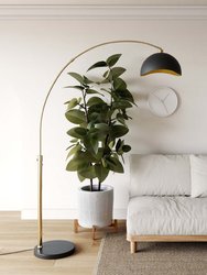 Luna Bella Arc Floor Lamp - 92", Weathered Brass, Matte Black/Gold Leaf Shade, Dimmer Switch, Marble base