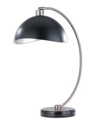 Luna Bella Table Lamp - 27", Antique Nickel & Matte Black/Silver-Leaf Shade, Dimmer Switch, Marble Base