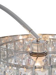 Marilyn 3 Light Arc Floor Lamp - 90", Polished Chrome & Mylar/Crystal Shades, Rotary Switch, Marble base
