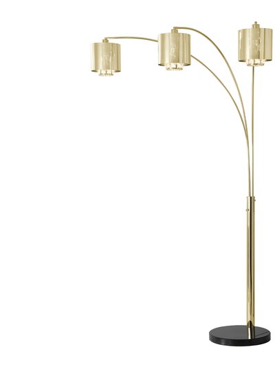 Nova of California Marilyn 3 Light Arc Floor Lamp - 90", Weathered Brass, Mylar & Crystal Shade, Rotary On/Off Switch, Marble Base product