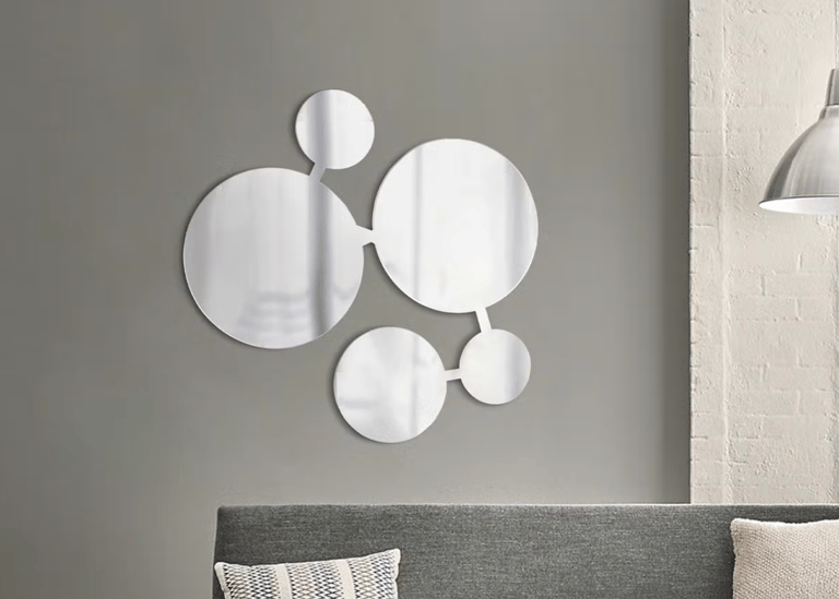 Marshmallow Wall Art Mirror - 33", Chrome, multi-mirror design - Silver