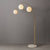 Moraga 3 Light Arc Floor Lamp - 85", Bone Porceliain, Weathered Brass & Walnut, 4-Way Rotary Switch, Marble base