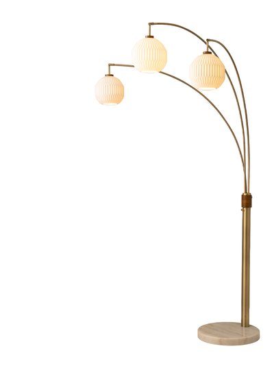 Nova of California Moraga 3 Light Arc Floor Lamp - 85", Bone Porceliain, Weathered Brass & Walnut, 4-Way Rotary Switch, Marble base product