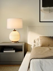 Moraga Table Lamp - 24", Bone Porcelain and Walnut, 4-Way Rotary Switch