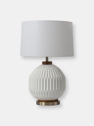 Moraga Table Lamp - 24", Bone Porcelain and Walnut, 4-Way Rotary Switch