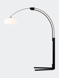 Morelli Arc Floor Lamp - 84", Satin Nickel & Black, Dimmer Switch, V-base