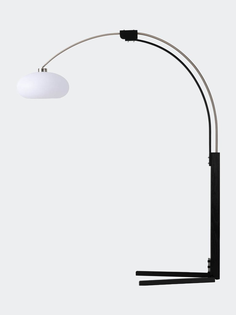 Morelli Arc Floor Lamp - 84", Satin Nickel & Black, Dimmer Switch, V-base