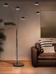 Mushroom 5 Light Arc Floor Lamp - Black Nickel, Dimmer switch, Marble base