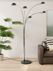 Mushroom 5 Light Arc Floor Lamp - Black Nickel, Dimmer switch, Marble base