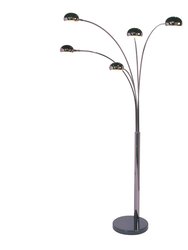 Mushroom 5 Light Arc Floor Lamp - Black Nickel, Dimmer switch, Marble base