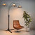 Natural Mica 3 Light Arc Floor Lamp - 86", Charcoal Gray Wood, Gunmetal & Silver Mineral Mica, Dimmer Switch, X-base - Gunmetal