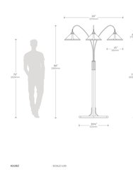 Natural Mica 3 Light Arc Floor Lamp - 86", Espresso Wood , Bronze & Amber Mineral Mica, Dimmer Switch, X-base