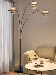 Nova of California Palm Springs 83" 3 Light Arc Lamp in Gunmetal and Graytone Shades with Dimmer Switch