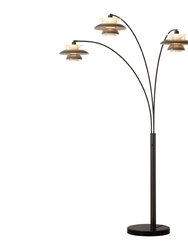 Nova of California Palm Springs 83" 3 Light Arc Lamp in Gunmetal and Graytone Shades with Dimmer Switch