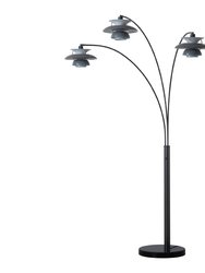 Nova of California Palm Springs 83" 3 Light Arc Lamp in Gunmetal and Graytone Shades with Dimmer Switch