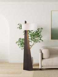 Obelisk Floor Lamp - 63", Chestnut Wood, Linen Shade, On/Off Switch