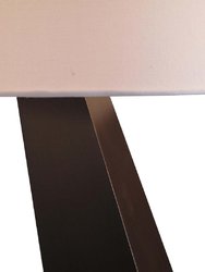 Obelisk Table Lamp - Chestnut Wood, Linen Shade, On/Off Switch