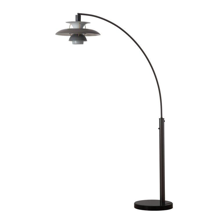 Palm Springs 1 Light Arc Floor Lamp - 83", Gunmetal and Gray tonal shades, Dimmer Switch, Marble base