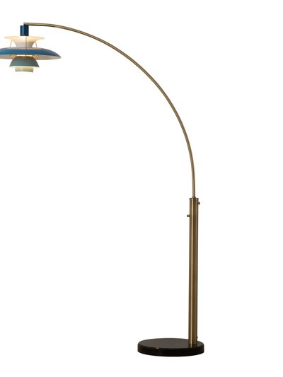 Nova of California Palm Springs 1 Light Arc Floor Lamp - 83", Weathered Brass and Blue Tonal Shades, Dimmer Switch, Marble base product