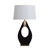 Pearson Table Lamp - Ebony Wood, Weathered Brass, White Cotton-Linen Shade