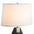 Pearson Table Lamp - Ebony Wood, Weathered Brass, White Cotton-Linen Shade