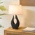 Pearson Table Lamp - Ebony Wood, Weathered Brass, White Cotton-Linen Shade