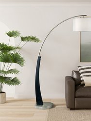 Plimpton 72" 1 Light Arc Floor Lamp - Espresso Wood and Brushed Nickel, On/Off Switch, Metal base