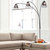 Polygon 3 Light Arc Floor Lamp - 88", Brushed Nickel and Matte Black, Hand-knotted string shade, Marble base