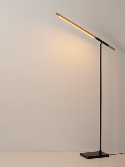 Nova of California Port Floor Lamp - Matte Black, Natural Ash Wood Finish, Touch Dimmer Switch product