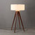 Quattro Table Lamp - Dark Walnut Wood Finish & Weathered Brass, White Linen Shade