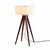 Quattro Table Lamp - Dark Walnut Wood Finish & Weathered Brass, White Linen Shade