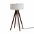 Quattro Table Lamp - Dark Walnut Wood Finish & Weathered Brass, White Linen Shade