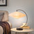 Roswell Table Lamp - Matte Black & Gunmetal Finish, White Linen Shade, Black Marble Base