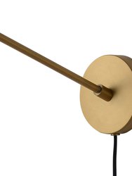Solana Wall Sconce - Brushed Brass, Plug-in with Dimmer Switch