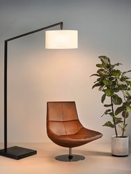 Stretch Chairside Arc Floor Lamp - 75", Matte Black, Step Switch, Rectangular marble base