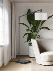 Stretch Chairside Arc Floor Lamp - 75", Matte Black, Step Switch, Rectangular marble base