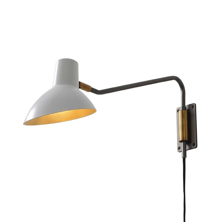 Swing Wall Lighting - Gunmetal with Matte White Shade, Plug-in, Dimmer Switch